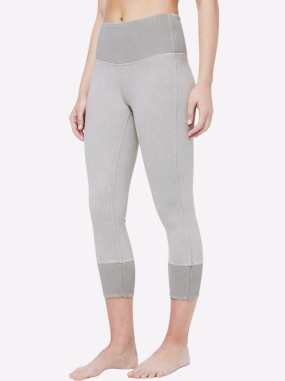 Lululemon Wunder Under Crop 23" Ribbed Washed French Clay Legging Sz 4